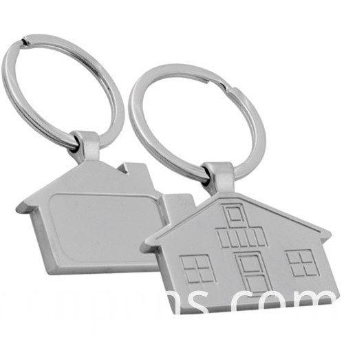 House Shape Spinning Metal Promotion Keyring with Company Logo (F1079B)